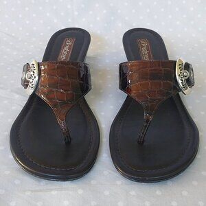 Brighton Lark Made in Italy Patent Leather Wedge Buckle Sandals